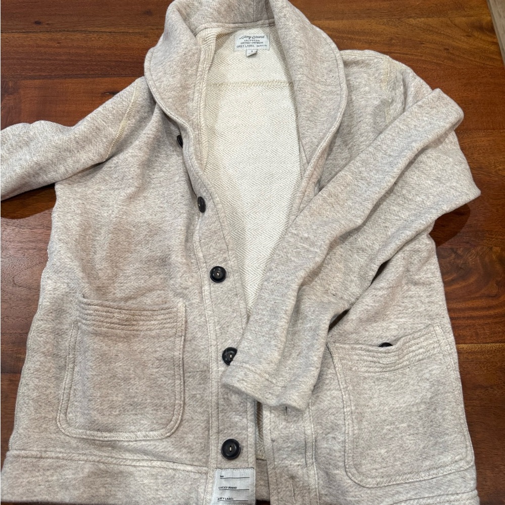Lucky Brand Men's Light Gray Shawl Collar Cardigan